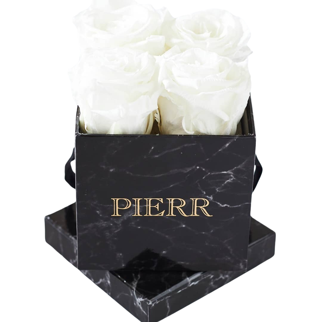 white preserved rose box